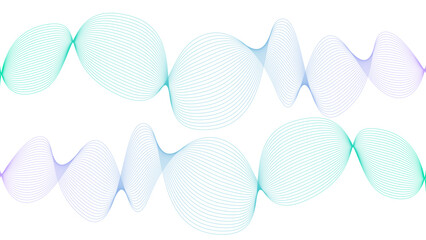 	
Vector curvy abstract line art wavy flowing dynamic colorful lines white background in concept music or sound, wave, wind, information flow	
