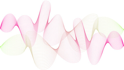 	
Vector curvy abstract line art wavy flowing dynamic colorful lines white background in concept music or sound, wave, wind, information flow	

