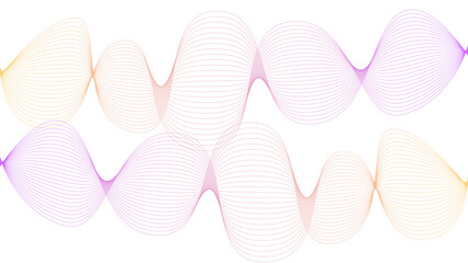 	
Vector curvy abstract line art wavy flowing dynamic colorful lines white background in concept music or sound, wave, wind, information flow	
