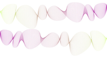 	
Vector curvy abstract line art wavy flowing dynamic colorful lines white background in concept music or sound, wave, wind, information flow	
