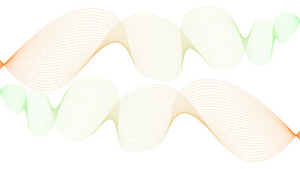 	
Vector curvy abstract line art wavy flowing dynamic colorful lines white background in concept music or sound, wave, wind, information flow	
