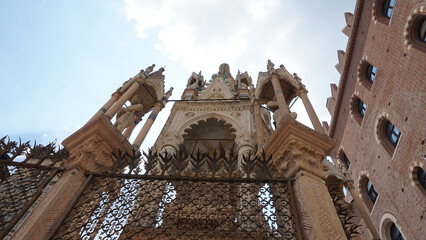 Gothic funerary monument of Cansignorio della Scala in Verona, Italy. 14th-century stone tomb with...