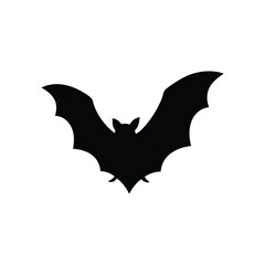 Fototapeta premium Black silhouette bat flying on white background Vector illustration