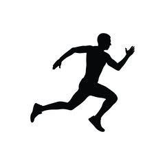 Black silhouette man running on white background Vector illustration