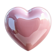 Pink 3D heart shaped container with a smooth finish isolated on transparent background.