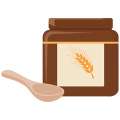 Flour bag with wooden spoon baking ingredients vector graphic