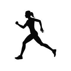 Silhouette of a fitness woman running on a white background Vector illustration