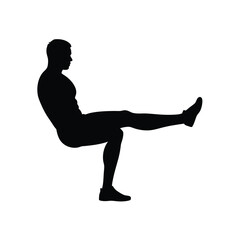 Silhouette of a person doing leg presses on a white background Vector illustration