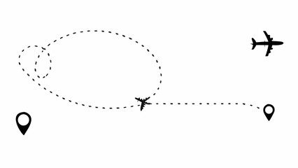 airplane flying around the world map