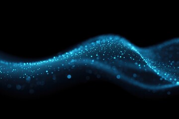 soft glowing wave of invisible magnetic force lines in azure-blue flowing across dark canvas