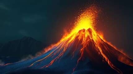 Volcanic eruption at night (1)
