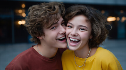 Friends sharing a funny moment and laughing together