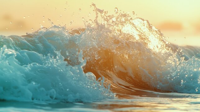 Ocean wave crashing sunset beach sunrise background