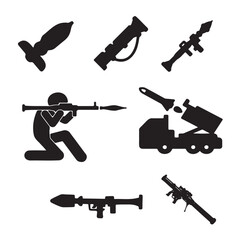 Rocket Launcher Vector Line and Fill Style Illustration