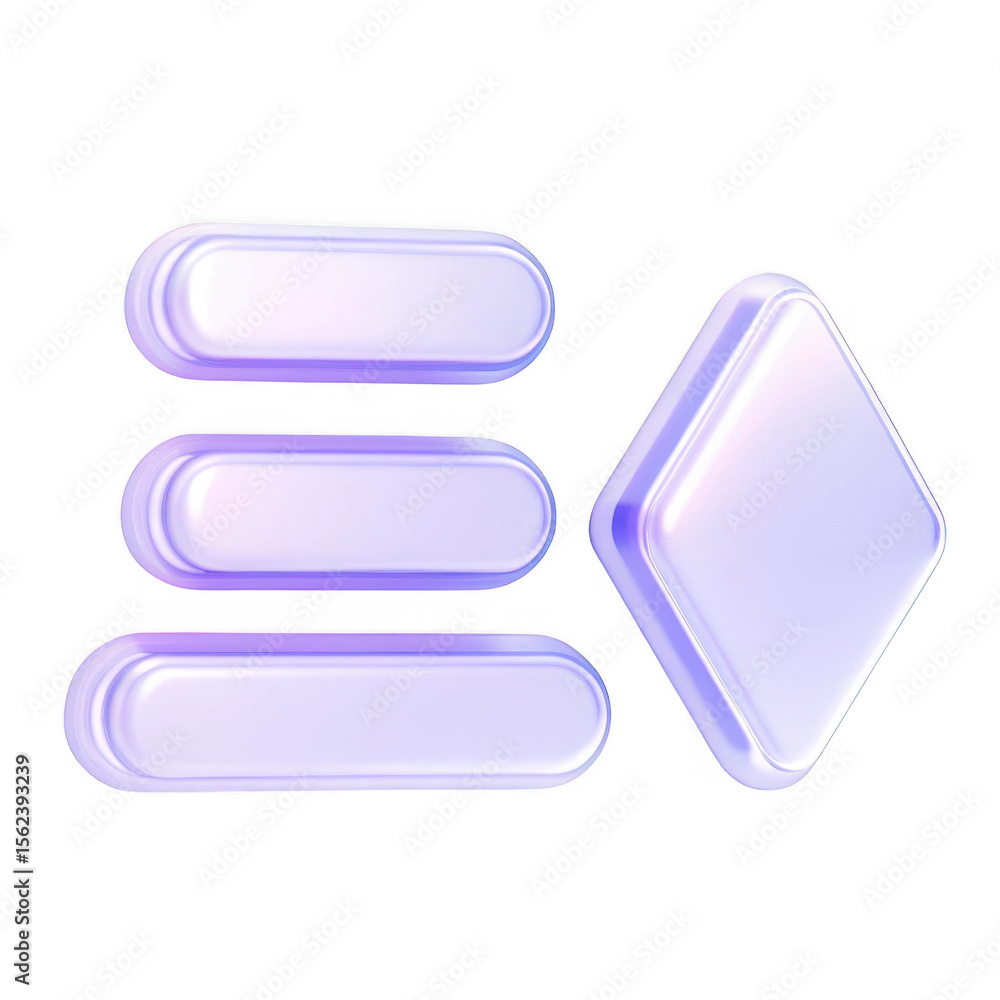 Poster glass transparent buttons and diamond shape isolated on transparent background