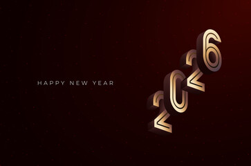 Fototapeta premium 3d shiny gold New Year 2026. Elegant and modern celebration of the year with copy space.