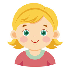 Obraz premium happy baby girl, smiling toddler, cheerful baby, blonde baby girl, light skin baby, baby portrait, toddler face, cartoon baby, young child character, white background, flat design, baby avatar, girl c