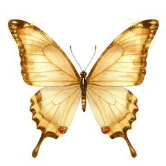 Beige Butterfly with Sparkling Wings on Transparent Background