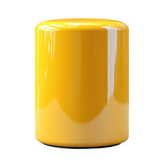 Yellow cylindrical pedestal isolated on transparent background.