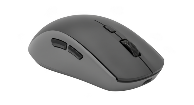 Close up view of a computer mouse with buttons and scroll wheel isolated on transparent background - Powered by Adobe