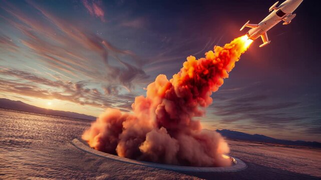 Missile Captured in Mid-Flight with Exhaust Trail in High-Speed Video