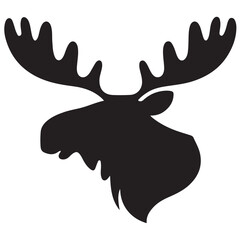 Minimalist Moose Logo Vector in Silhouette Style &ndash; Strong Wildlife Symbol for Outdoor Brands, Nature Labels, Hunting Clubs, Adventure Gear, Rustic Business Logos, and Wilderness Themes