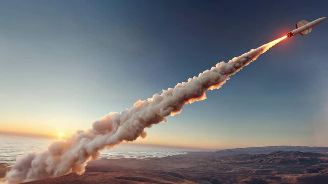 Missile Captured in Mid-Flight with Exhaust Trail in High-Speed Video