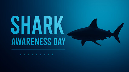 Obraz premium Shark Awareness Day a captivating silhouette of a shark in deep blue waters symbolizing ocean conservation and marine life protection