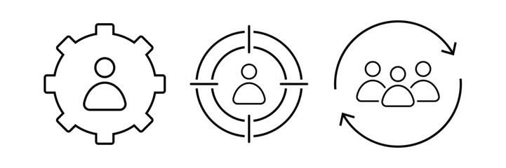 set of business related icon, thin outline icons vector illustration symbol.