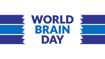 World Brain Day text with side lines on a White background. Which is observed every year in July to celebrate World Brain Day.