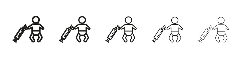Baby Vaccination icon isolated silhouette on white background. Vector illustration.