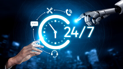 AI artificial intelligence supports 24-hour customer service with virtual assistants, real-time...