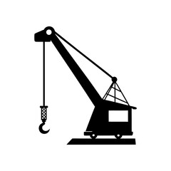 Hydraulic crane full black silhouette lifting equipment vector illustration