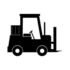 Naklejka premium Forklift with load full black silhouette industrial machine vector illustration