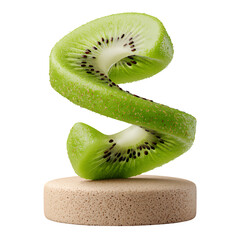 Spiral Kiwi Fruit Slice on Beige Base