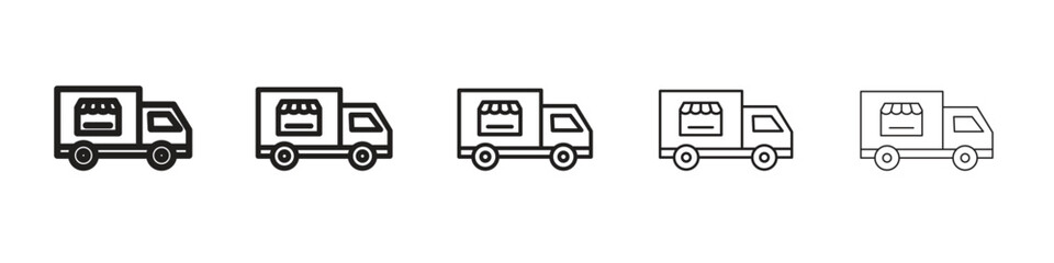 Food truck icon isolated silhouette on white background. Vector illustration.