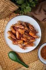 Crispy Fried Shrimp Heads in white plate