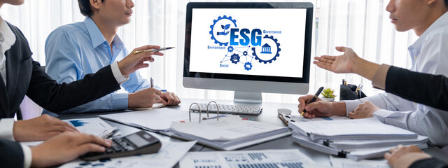 Business intelligence and data analysis concept. Analyst team working on financial data analysis...