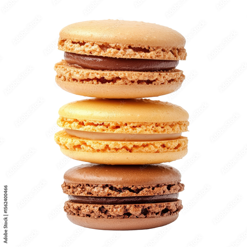 Poster delicious assortment of macaroons stacked on a transparent background ready for tasting and enjoymen