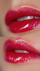 Obraz premium Glossy Red Lips Close-Up