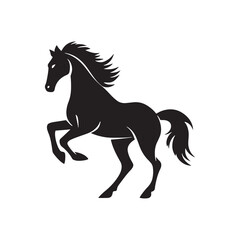 Obraz premium Running Horse Silhouette Black Vector Illustration