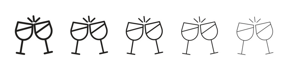 Wine toast icon isolated silhouette on white background. Vector illustration.