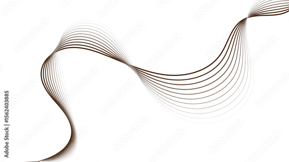 Poster abstract wavy lines creating a flowing ribbon design plain white background.