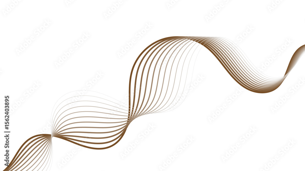 Poster abstract wavy lines creating a flowing ribbon design plain white background.