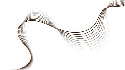 Abstract wavy lines creating a flowing ribbon design plain white background.
