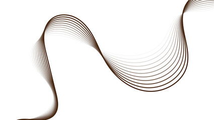 Abstract wavy lines creating a flowing ribbon design plain white background.