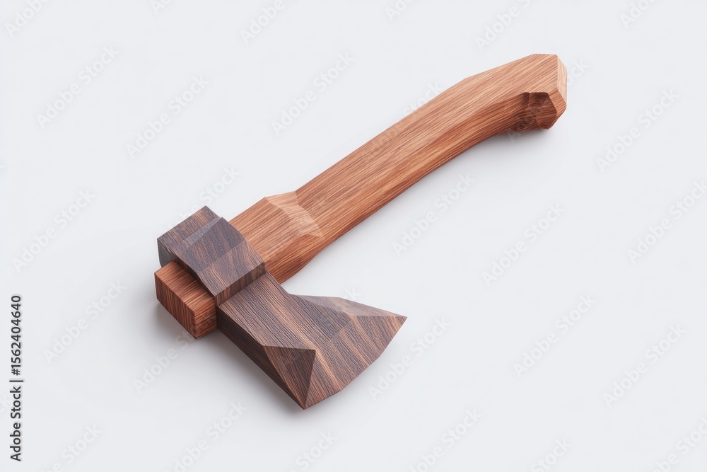 Poster low poly with large angular blade and blocky wooden handle