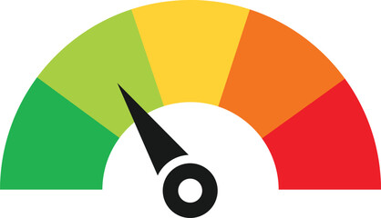Speedometer icon. Info-graphic. Left position. White background. 