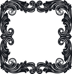 Ornate vintage black decorative frame border vector illustration design 