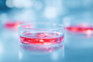 bioengineer mixing live cell cultures in petri dishes under laminar flow hood